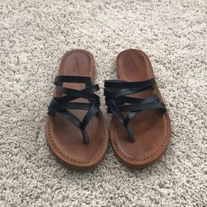 Black leather sandals
